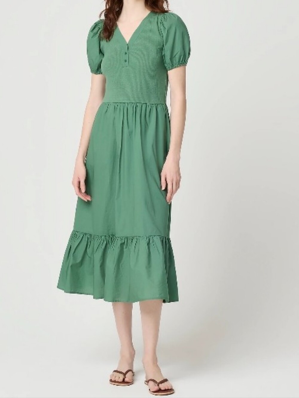 J. Crew Green V-Neck Midi Dress Size XLP NEW